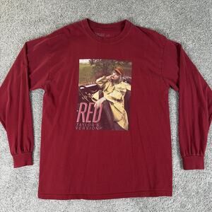 Taylor Swift Shirt Mens L Red Taylors Version Long Sleeve T-Shirt Swifty